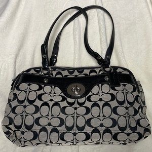Coach F16542 Penelope Signature Satchel Bag Purse Handbag Black and Gray